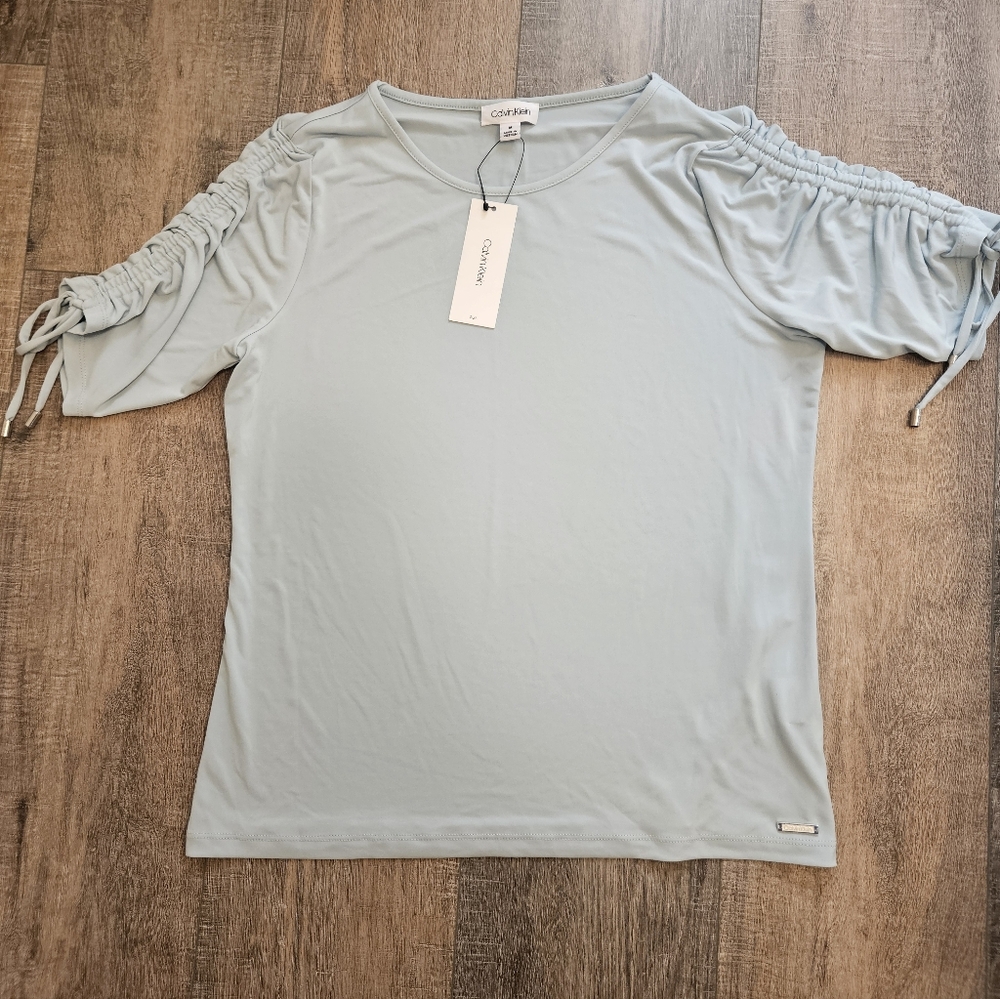 Calvin Klein Women's Soft Blue Short Sleeve Top